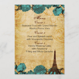 aqua  eiffeltoren Paris trouwmenkkaarten Menu