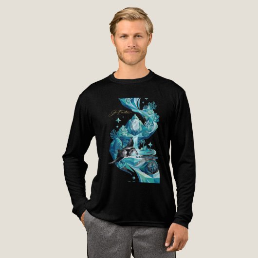 “Aqua Elegance – Manta Ray Tri-Blend Long Sleeve S Shirt (Voorkant)