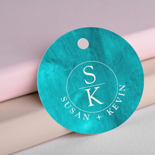 Aqua Elegance Turquoise & Blauwgroen Waterverf bru Bedankjes Labels