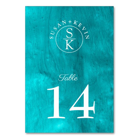 Aqua Elegance Turquoise & Blauwgroen Waterverf bru Kaart (Voorkant)