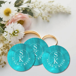 Aqua Elegance Turquoise & Blauwgroen Waterverf bru Ronde Sticker