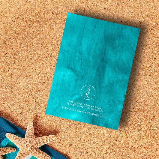 Aqua Elegance Turquoise & Blauwgroen Waterverf bru Save The Date