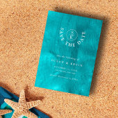 Aqua Elegance Turquoise & Blauwgroen Waterverf bru Save The Date