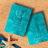 Aqua Elegance Turquoise & Blauwgroen Waterverf bru Save The Date