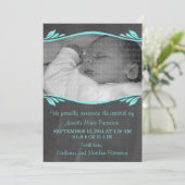 Aqua Elegant Chalkboard Baby Aankondiging (Staand voorkant)