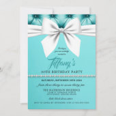 Aqua Elegant Chic Tiffany Verjaardag Uitnodiging (Voorkant)