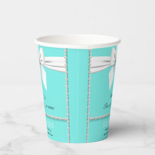 Aqua Elegant Fancy Tiffany Baby shower Servies Papieren Bekers (Rechts)