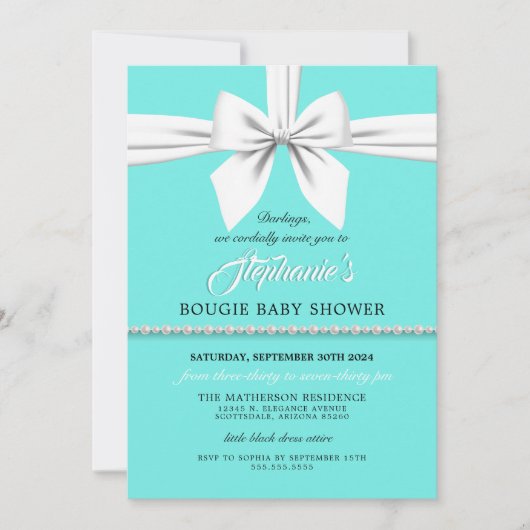 Aqua Elegant Fancy Tiffany Baby shower Uitnodiging (Voorkant)