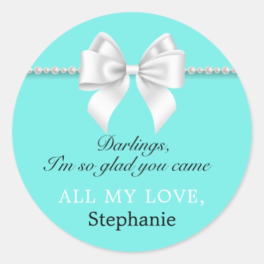 Aqua Elegant Fancy Tiffany Verjaardag Dank u Label (Voorkant)