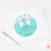 Aqua Elegant Fancy Tiffany Verjaardag Dank u Ronde Sticker (Envelop)