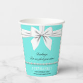 Aqua Elegant Fancy Tiffany Verjaardagsservies Papieren Bekers (Achterkant)