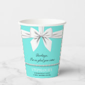 Aqua Elegant Fancy Tiffany Verjaardagsservies Papieren Bekers (Voorkant)