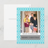 Aqua Elegant Lattice Holiday Photo Briefkaart (Voorkant / Achterkant)