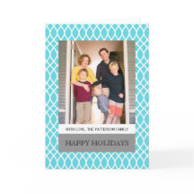 Aqua Elegant Lattice Holiday Photo Wenskaart
