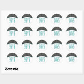 Aqua Elegant Quatrefoil Afstuderen Stickers (Vel)