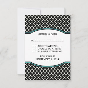 Aqua Elegant Quatrefoil Response Kaart
