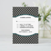 Aqua Elegant Quatrefoil Response Kaart (Staand voorkant)