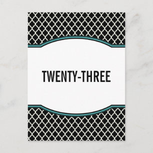 Aqua Elegant Quatrefoil Table Number Briefkaart