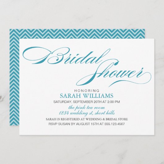 Aqua Elegant Script Vrijgezellenfeest Kaart (Voorkant / Achterkant)