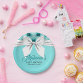 Aqua Elegant Tiffany Chic Bow Fancy Baby shower Papieren Bordje (Feest)