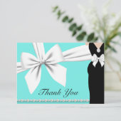 Aqua Elegant Tiffany Parels Fancy Baby shower Bedankkaart (Staand voorkant)