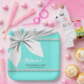 Aqua Elegant Tiffany Parels Fancy Feestelijke Tafe Papieren Bordje (Feest)