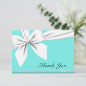 Aqua Elegant Tiffany Parels Fancy Parels Dank je Bedankkaart (Staand voorkant)