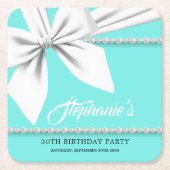 Aqua Elegant Tiffany Parels Fancy Party Servies Kartonnen Onderzetters (Voorkant)