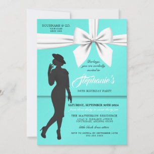 Aqua Elegant Tiffany verjaardagsuitnodiging Kaart
