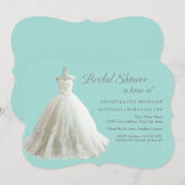 Aqua Elegant Wedding Gown Bridal Shower Kaart (Voorkant / Achterkant)