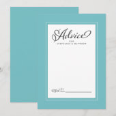 Aqua Elegant Wedding Pas getrouwd Wishes Border Advieskaart (Voorkant / Achterkant)