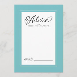 Aqua Elegant Wedding Pas getrouwd Wishes Border Advieskaart