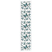 Aqua Elegant Whimsical Butterflies Korte Tafelloper (Voorkant)