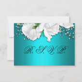 Aqua Elegant White Floral Wedding RSVP (Voorkant)