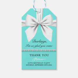 Aqua Elegante Fancy Tiffany Verjaardag Bedankt Cadeaulabel