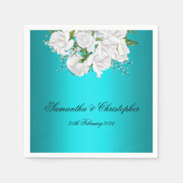 Aqua Elegantie Wit Bruids Boeket Bruiloft Servet