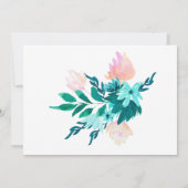 Aqua Emerald Groen Waterverf Bloemen Vrijgezellenf Kaart (Achterkant)