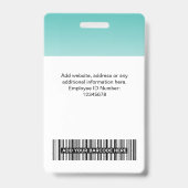 Aqua Employee Fotobalk Code Naam Logo Gradiënt Badge (Achterkant)