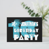 AQUA en BLACK 10th Birthday Grunge Party Kaart (Staand voorkant)