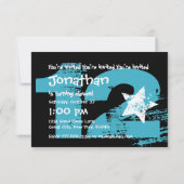 AQUA en BLACK 12th Birthday Grunge Party Kaart (Achterkant)