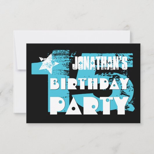 AQUA en BLACK 15e verjaardag Grunge Party Kaart (Voorkant)