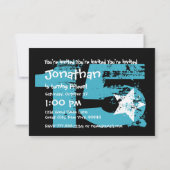 AQUA en BLACK 15e verjaardag Grunge Party Kaart (Achterkant)