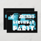 AQUA en BLACK 15e verjaardag Grunge Party Kaart (Voorkant / Achterkant)