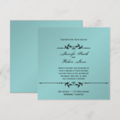 Aqua en Black Elegant Wedding Invitation Kaart (Voorkant / Achterkant)