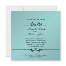 Aqua en Black Elegant Wedding Invitation