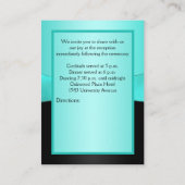 Aqua en Black Floral II Receptie Kaart (Achterkant)