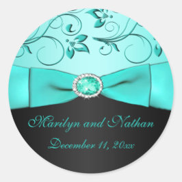 Aqua en Black Floral Sticker