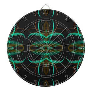 Aqua en Black Fractal Dart Board Dartbord