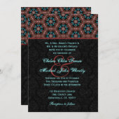 Aqua en Black Modern Monogram Wedding H664 Kaart (Voorkant / Achterkant)