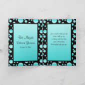 Aqua en Black Polka Dot Dankjewel Kaart (Binnen)